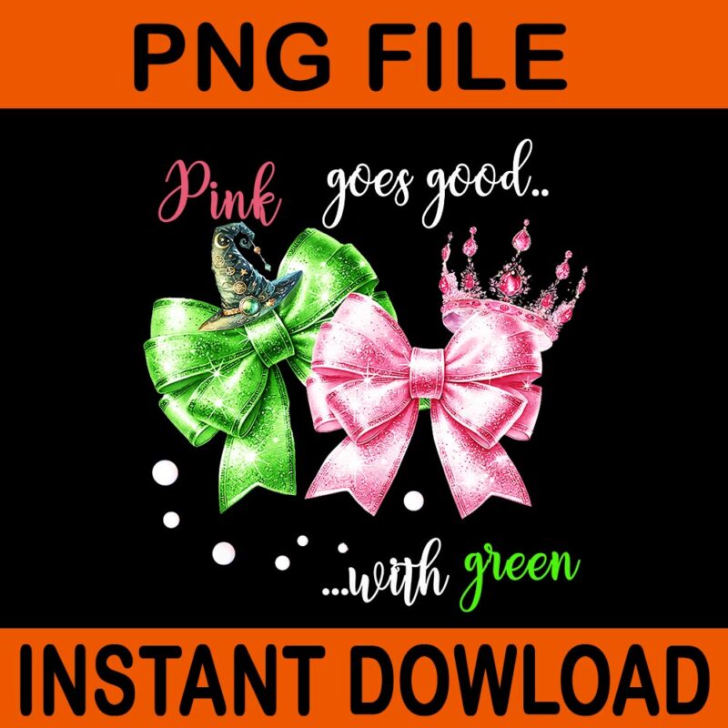 Pink Goes Good With Green Bow PNG