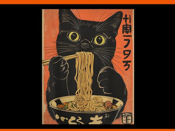 Cat ramen japanese kawaii cat anime png t shirt vector file