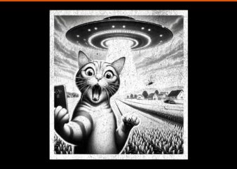 Cat Selfie With Alien UFO Funny Cat PNG