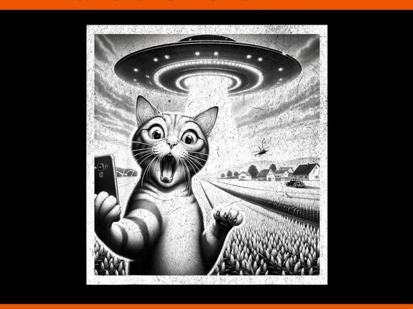 Cat selfie with alien ufo funny cat png t shirt vector file