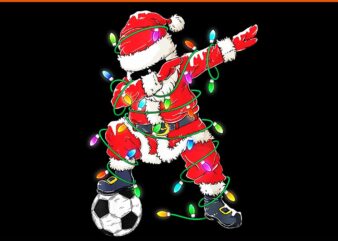 Dabbing Santa Xmas Lights Soccer Christmas PNG, Santa Soccer Christmas PNG