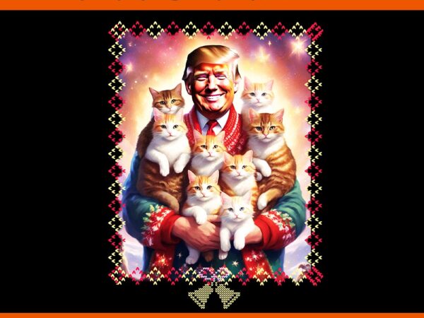 Trump ugly christmas png, cat trump christmas png t shirt designs for sale