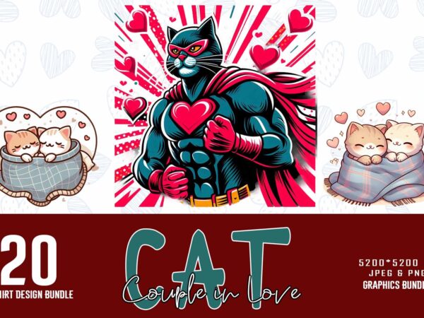 Funny valentines day cute cat in love t-shirt design bundle of 20 designs – download instantly retro vintage illustration