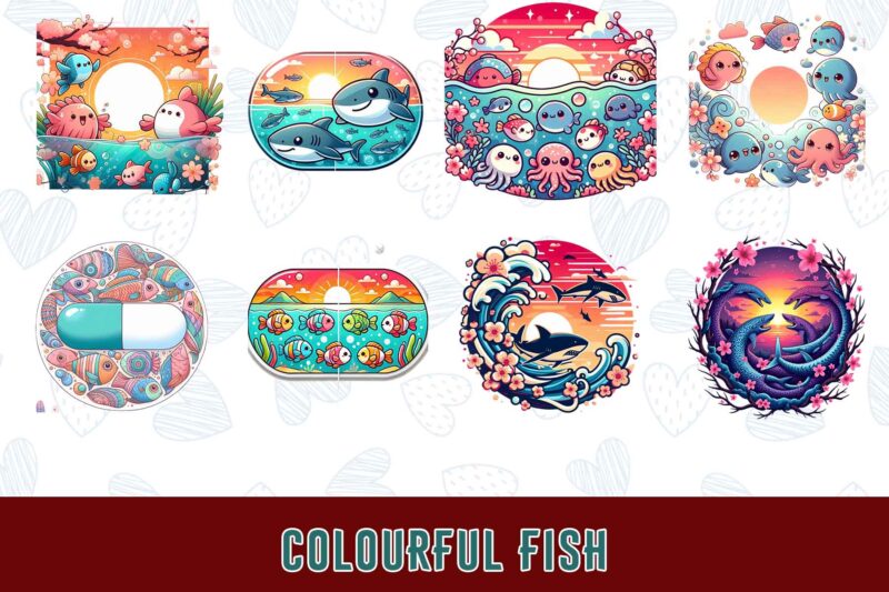 20 Trendy Underwater Sea Life and Cute Fish t-shirt design bundle