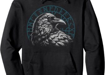 Valhalla Black Raven Nordic Mythology Viking Pullover Hoodie