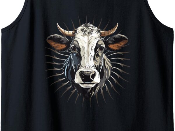 Vintage cow head gifts cow farmer & rancher tank top t shirt vector art