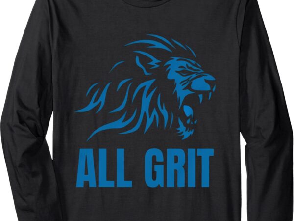 Vintage lion grit t-shirt – retro distressed detroit spirit long sleeve t-shirt