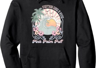 Vintage Pink Palm Summer Beach Puff Pullover Hoodie