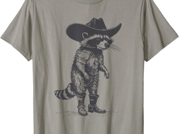 Vintage raccoon cowboy cowgirl trash panda western country t-shirt