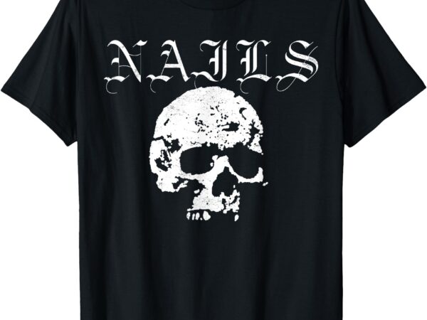 Vintage skull nails hardcore music punk band 2000s white tee t-shirt