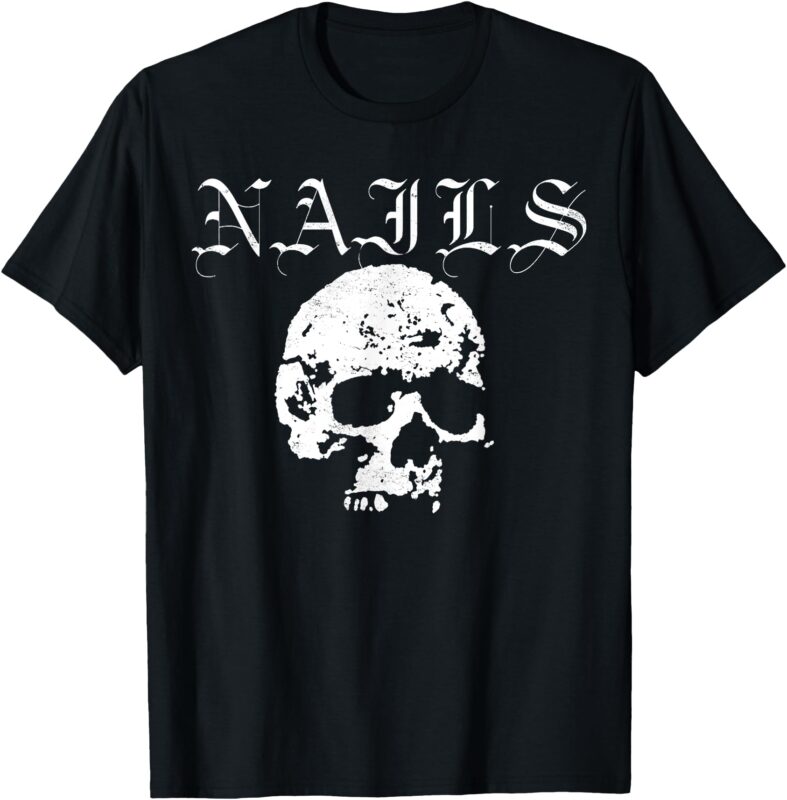 Vintage Skull Nails Hardcore Music Punk Band 2000s White Tee T-Shirt