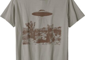 Vintage UFO Cowboy Cats Western Cowboy Vintage 90s T-Shirt