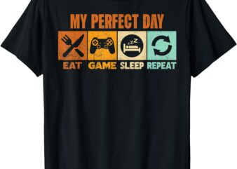 Vintage Video Games Cool Gamer My Perfect Day Funny T-Shirt