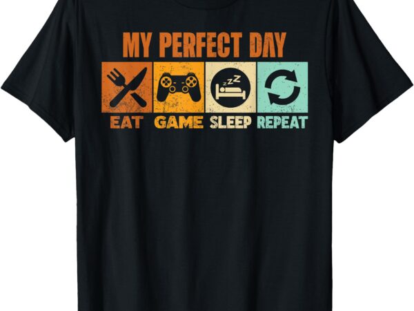 Vintage video games cool gamer my perfect day funny t-shirt