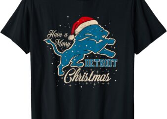 Vintage Xmas Have A Merry Detroit Santa Hat Christmas T-Shirt