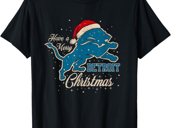 Vintage xmas have a merry detroit santa hat christmas t-shirt