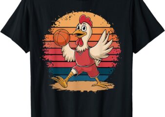 Vintage chicken Playing Basketball chicken lovers basketball T-Shirt