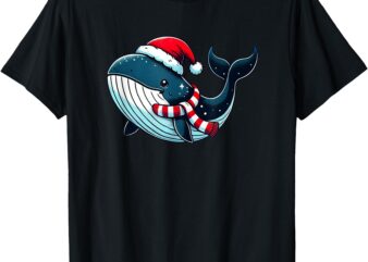 Whale with Santa Hat & Scarf T-Shirt