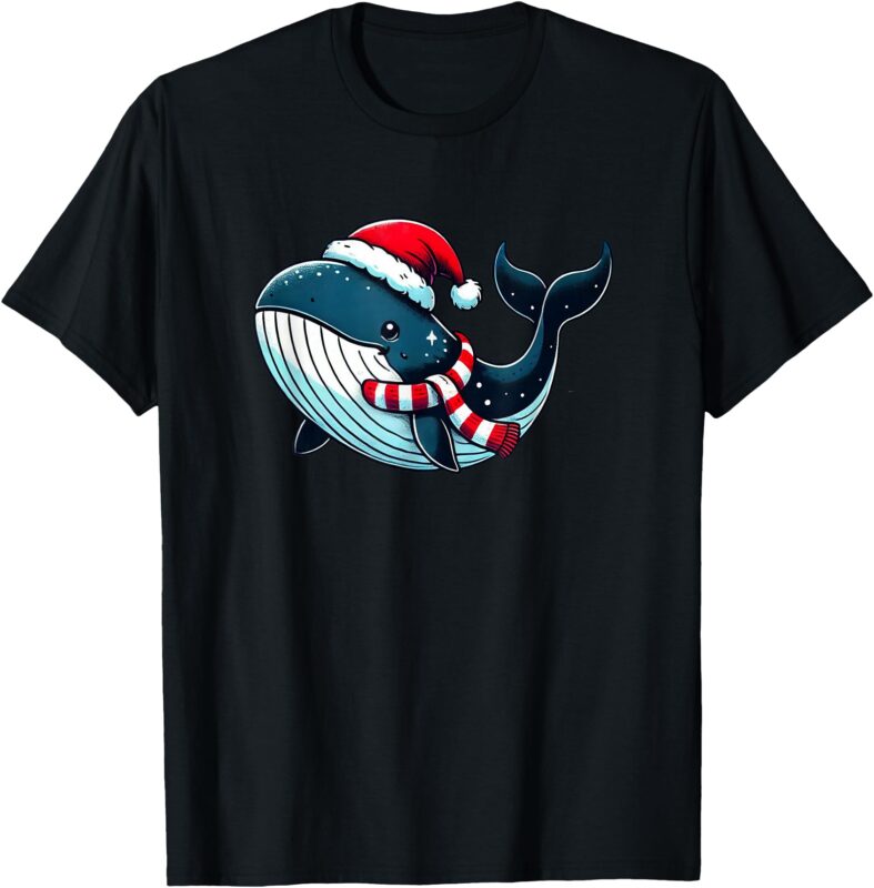 Whale with Santa Hat & Scarf T-Shirt