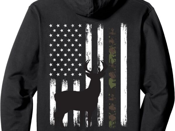 Whitetail deer hunting hunter buck camo american flag usa pullover hoodie t shirt design for sale