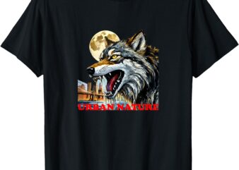 Wolf Growling King of New York City Urban Nature Cityscape T-Shirt