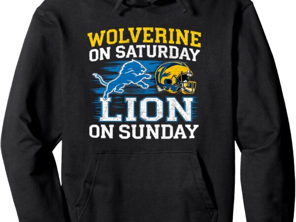 Wolverine on saturday lion on sunday cool graphic pullover hoodie