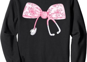 Women Pink Coquette Nurse Stethoscope Bow Nurse Appreciation Sweatshirt