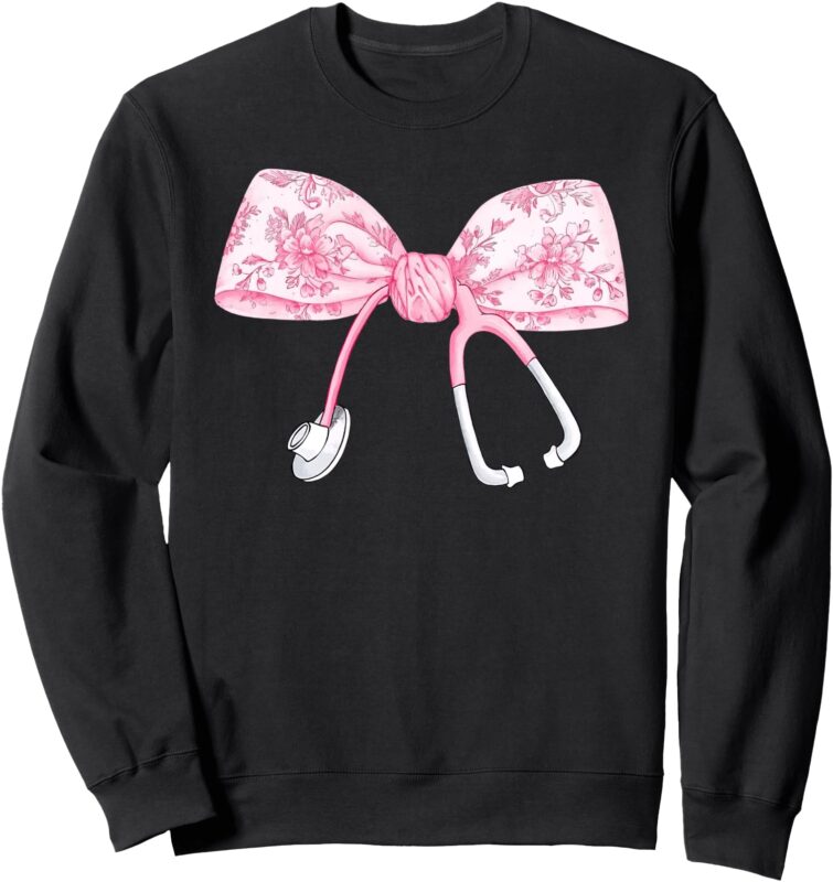 Women Pink Coquette Nurse Stethoscope Bow Nurse Appreciation Sweatshirt