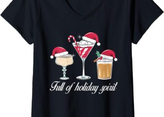 Womens Full of Holiday Spirit V-Neck T-Shirt