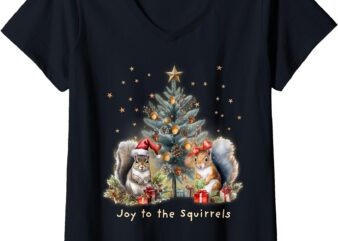 Womens Joy To The Squirrels Christmas Tree Squirrel Lover Pajama V-Neck T-Shirt