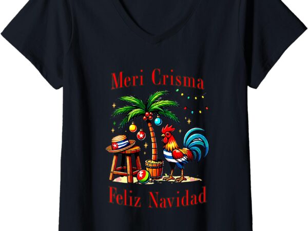 Womens meri crisma, feliz navidad v-neck t-shirt