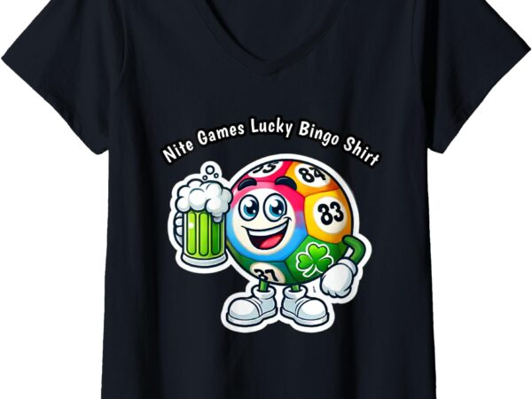 Womens nite games lucky bingo v-neck t-shirt