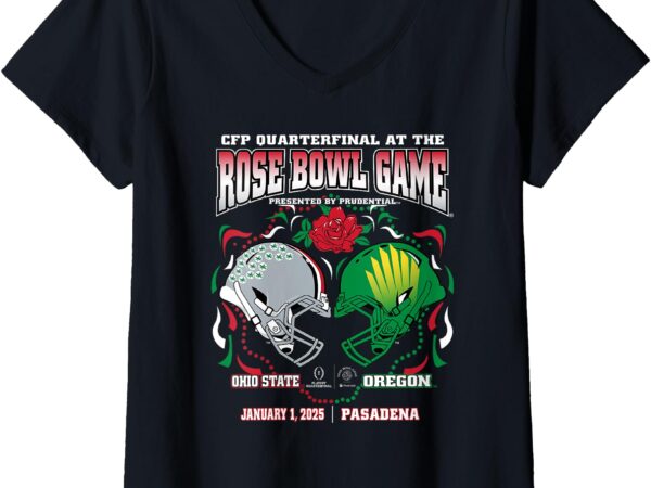 Womens ohio state buckeyes vs oregon ducks rose bowl 2024-25 cfp v-neck t-shirt