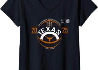 Womens Texas Longhorns Peach Bowl CFP 2024-2025 Football Black V-Neck T-Shirt