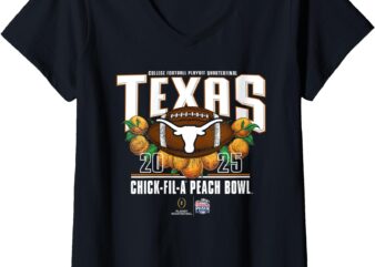 Womens Texas Longhorns Peach Bowl CFP 2024-25 Retro V-Neck T-Shirt