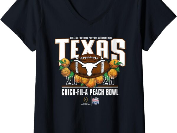 Womens texas longhorns peach bowl cfp 2024-25 retro v-neck t-shirt