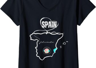 Womens Women Destination Discoveries Tabarca Alicante Spain V-Neck T-Shirt