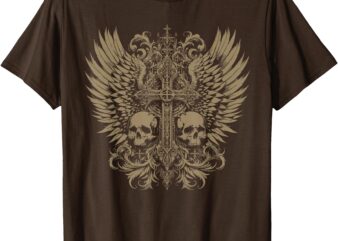 Y2K Grunge Aesthetic Alt Goth Skull Cross Gothic T-Shirt