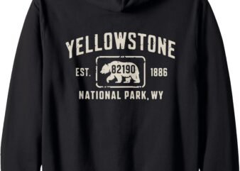 Yellowstone National Park Grizzly Bear Zip Code Wyoming Zip Hoodie