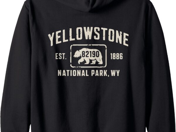 Yellowstone national park grizzly bear zip code wyoming zip hoodie t shirt design template