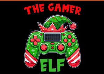 Christmas The Gamer Elf Video Gaming PNG, Gamer Christmas PNG, The Gamer Elf Christmas PNG