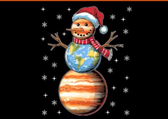 Planets Snowman Space Christmas Astronomy PNG, Snowman Christmas PNG