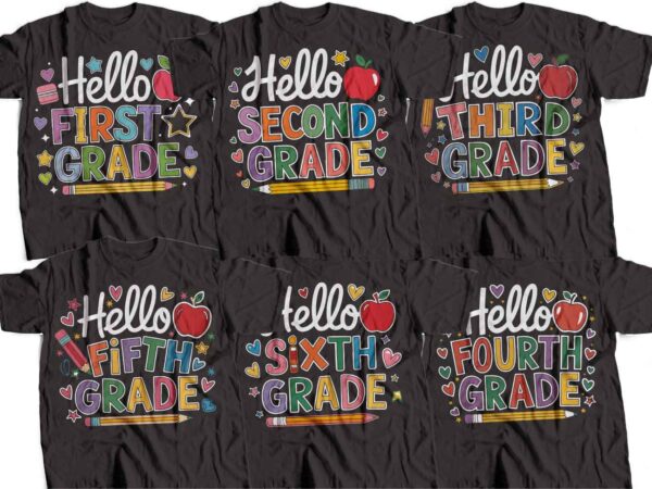 Hello first grade little miss first grade back to school 1st grader, 1st grader to sixth , back to school svg, first grade t shirt vector