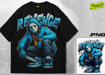 Jason gangsta cerial killer tshirt design | streetwear – oversized tee | cerial killer artwork | Revenge