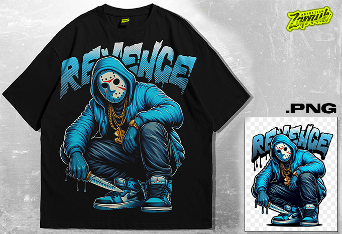 Jason gangsta cerial killer tshirt design | streetwear – oversized tee | cerial killer artwork | Revenge