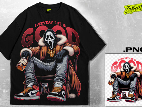 Ghost face gangsta cerial killer tshirt design | streetwear – oversized tee | cerial killer artwork | life is good