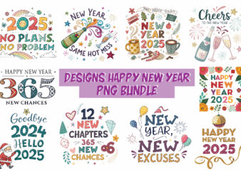 Happy New Year PNG Sublimation Bundle