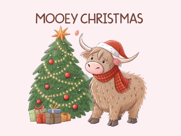 Mooey christmas,western christmas t shirt designs for sale