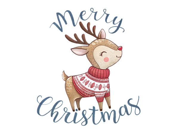 Merry christmas cute reindeer t shirt designs for sale