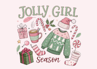 Jolly Girl Season Png, Christmas Png